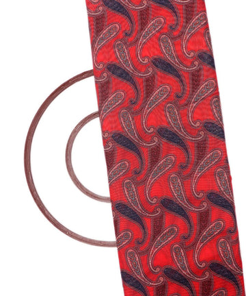 red colour paisley print chanderi fabric